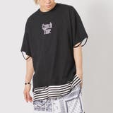 BLACK | ボーダー レイヤード 半袖 Tシャツ ストリート系 ビッグシルエット | REGIEVO
