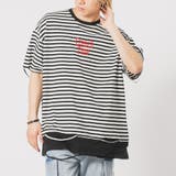 BORDER | ボーダー レイヤード 半袖 Tシャツ ストリート系 ビッグシルエット | REGIEVO