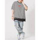 ボーダー レイヤード 半袖 Tシャツ ストリート系 ビッグシルエット | REGIEVO | 詳細画像13