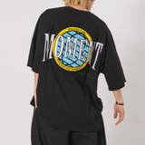 BLACK | サガラ刺繍 半袖 Tシャツ バックプリント ストリート系 ビッグシルエット | REGIEVO