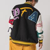 BLACK | アーチロゴバーシティジャケット | REGIEVO