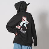BLACK | なみおくんスケボービッグシエルエットプルパーカー | REGIEVO