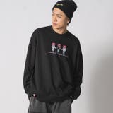 BLACK | なみおくん胸刺繍ビッグシルエットトレーナー | REGIEVO