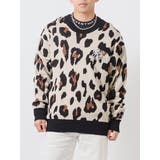 レオパード | クルーネックセーター ストリート系 総柄ニット ビッグシルエット | REGIEVO