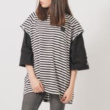 ボーダー | フェイクレイヤード 半袖 Tシャツ ストリート系 ビッグシルエット | REGIEVO