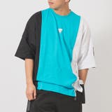 ブルー | ブロッキングドルマンビッグTシャツ | REGIEVO