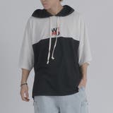 シロ×クロ | 配色 バックプリント 半袖パーカー ストリート系 ビッグシルエット | REGIEVO