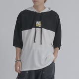クロ×シロ | 配色 バックプリント 半袖パーカー ストリート系 ビッグシルエット | REGIEVO