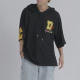 ブラック | 発泡 バックプリント 半袖パーカー ストリート系 ビッグシルエット | REGIEVO