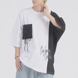 WHT×BLK | 配色切り替え 半袖 Tシャツ プリント ストリート系 ビッグシルエット | REGIEVO