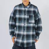 ブラック | バック刺繍 チェック オーバーサイズ シャツ | REGIEVO