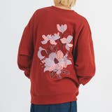 ワイン | 花柄刺繍 ワイドトレーナー メンズ ストリート系 ビッグシルエット | REGIEVO