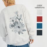 花柄刺繍 ワイドトレーナー メンズ ストリート系 ビッグシルエット | REGIEVO | 詳細画像1