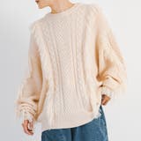 アイボリー | フリンジ クルーネック セーター メンズ ストリート系 ビッグシルエット | REGIEVO