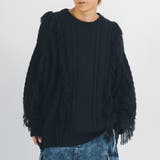 ブラック | フリンジ クルーネック セーター メンズ ストリート系 ビッグシルエット | REGIEVO