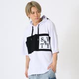 1ホワイト | 配色切り替えドルマンTパーカー | REGIEVO