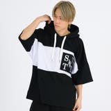 2ブラック | 配色切り替えドルマンTパーカー | REGIEVO