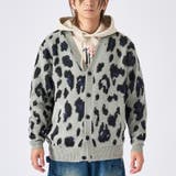22グレー/レオパード | モヘアタッチ総柄カーディガン | REGIEVO