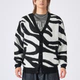 28ブラック/ゼブラ | モヘアタッチ総柄カーディガン | REGIEVO