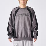 3チャコール | トレーナー メンズ 切替 スエード調 ストリート系 オーバーサイズ | REGIEVO