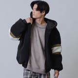 BLACK | 袖ラインボアビッグパーカー | REGIEVO