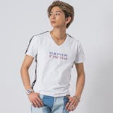WHITE | ラインストーンVネックTシャツ | REGIEVO