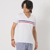 WHITE | トリコロールラインVネックTシャツ | REGIEVO