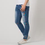 BLUE | カラーペイントスキニーデニムパンツ | REGIEVO