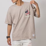 BEIGE | 星条旗柄ビッグシルエットTシャツ | REGIEVO