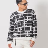 BLK×WHT | チェック×ロゴジャガードクルーネックニット | REGIEVO