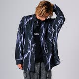 パープルブラック | 総柄プリントドルマンシャツ | REGIEVO