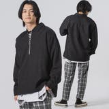 BLACK | ビッグシルエットハーフジップシャツ | REGIEVO