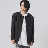 BLACK | ビッグシルエットノーカラージップシャツ | REGIEVO