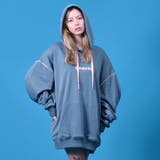 BLUE | ロゴ配色ステッチビッグパーカー | REGIEVO
