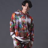 RED | 総柄転写ドロップショルダーパーカー | REGIEVO