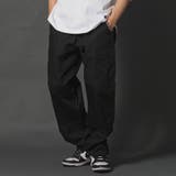 BLACK | コットンリップストップワイドカーゴパンツ | REGIEVO