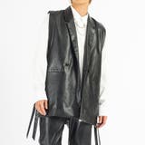 ブラック | エコレザー ロングジレ メンズ モード ストリート | REGIEVO