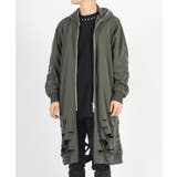 グレー | グランジ加工 ロングパーカー メンズ モード ストリート | REGIEVO