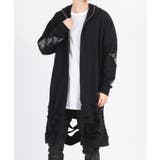 ブラック | グランジ加工 ロングパーカー メンズ モード ストリート | REGIEVO