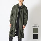 グランジ加工 ロングパーカー メンズ モード ストリート | REGIEVO | 詳細画像1 
