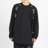ブラック | レースアップ ロンT メンズ 長袖Tシャツ モード ストリート | REGIEVO