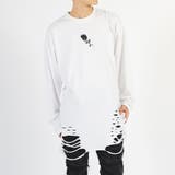 ホワイト(rose) | ロンT メンズ 長袖Tシャツ グランジ加工 モード ストリート | REGIEVO
