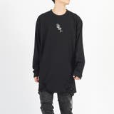 ブラック(rose) | ロンT メンズ 長袖Tシャツ グランジ加工 モード ストリート | REGIEVO