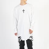 ホワイト(cross) | ロンT メンズ 長袖Tシャツ グランジ加工 モード ストリート | REGIEVO
