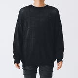 ブラック | メッシュクルーネックニット | REGIEVO