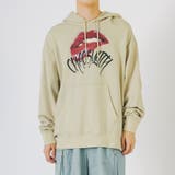 ベージュ | リッププリント パーカー メンズ ビッグシルエット ストリート系 | REGIEVO