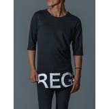 BLACK | ラウンドヘム7分袖Tシャツ | REGIEVO