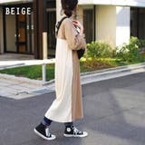 ワンピース長袖春ゆったり体型カバーロングバックプリーツバイカラーバックシャンカジ… | LAPULE  | 詳細画像4 