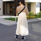 ワンピース長袖春ゆったり体型カバーロングバックプリーツバイカラーバックシャンカジ… | LAPULE  | 詳細画像6 