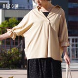 ベージュ(12)M | ブラウスオフィスファッションシャツトップス七分袖きれいめ大きめバックコンシャスバ… | LAPULE